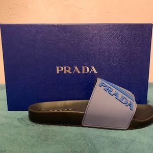 Prada Rubber Logo Slide Sandals